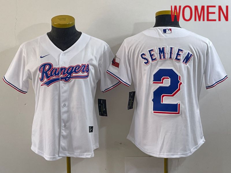 Women Texas Rangers 2 Semien White Game Nike 2024 MLB Jersey style 2
